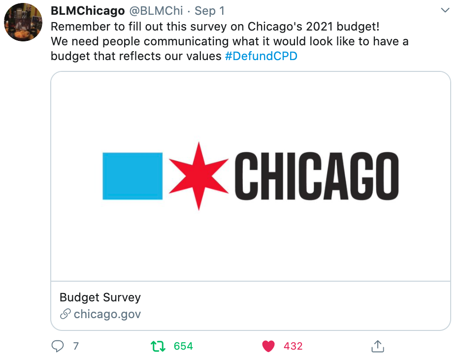 BLMChi Action: Fill out Chicago City Budget Survey