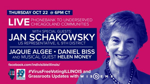 Jan Schakowsky, Daniel Biss, Jaquie Algee and Helen Money join Indivisible to get out the vote