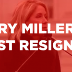 white text on red background says Mary Miller must resign